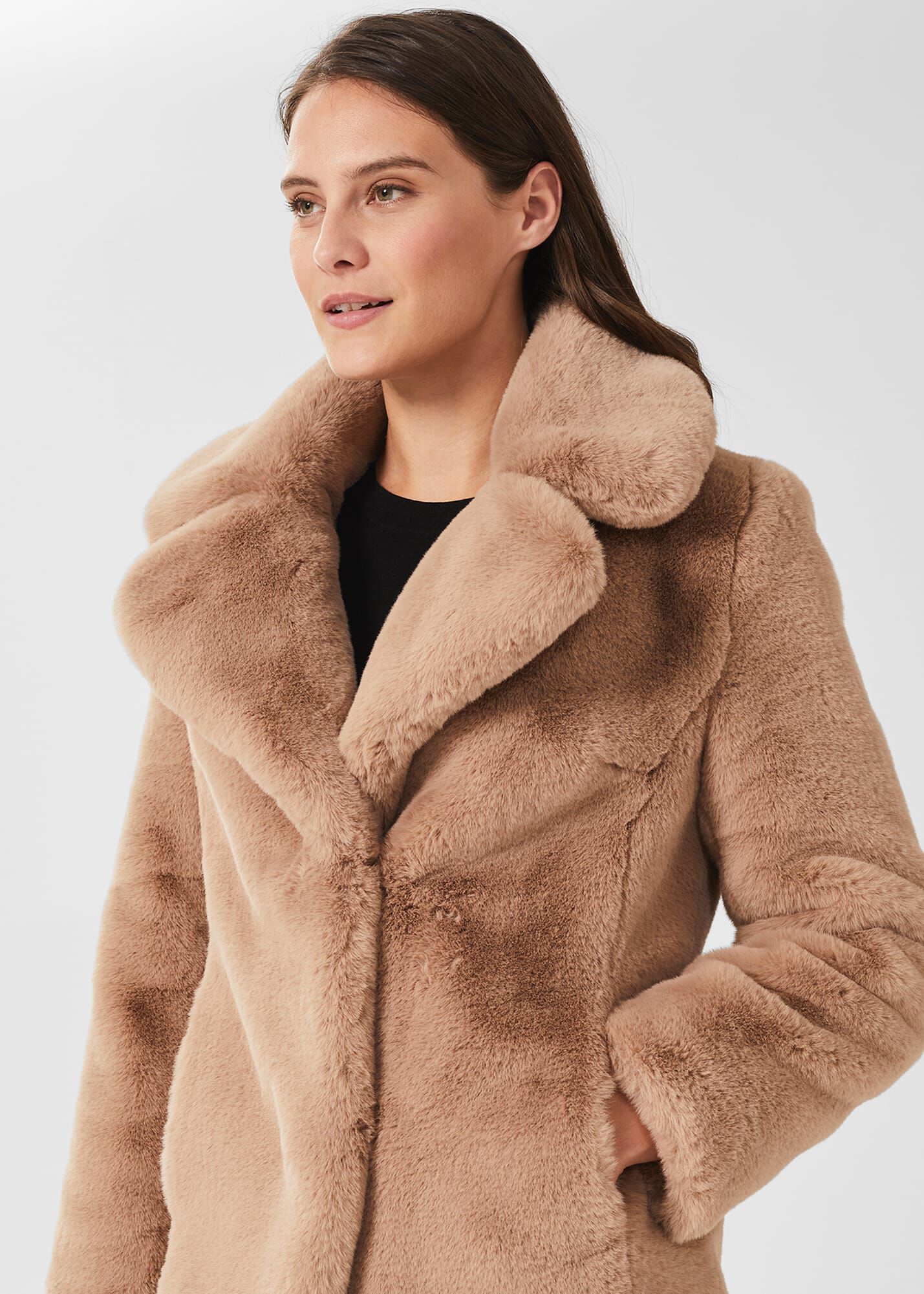 Hobbs navy discount faux fur coat