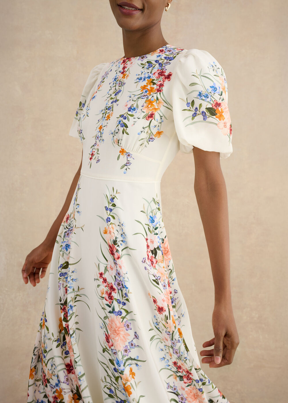 Wisley Silk Dress, Ivory Multi, hi-res