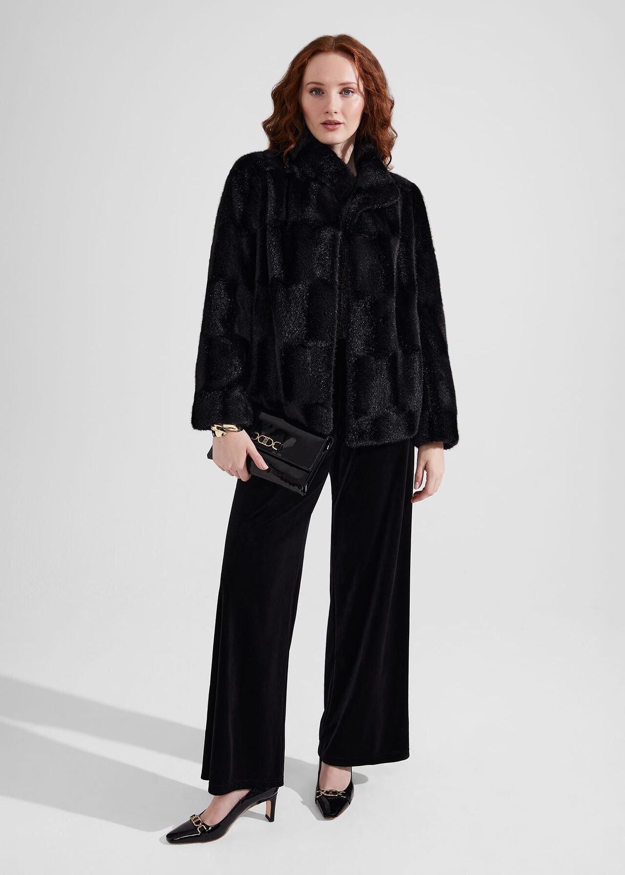 Viviene Velvet Trousers, Black, hi-res