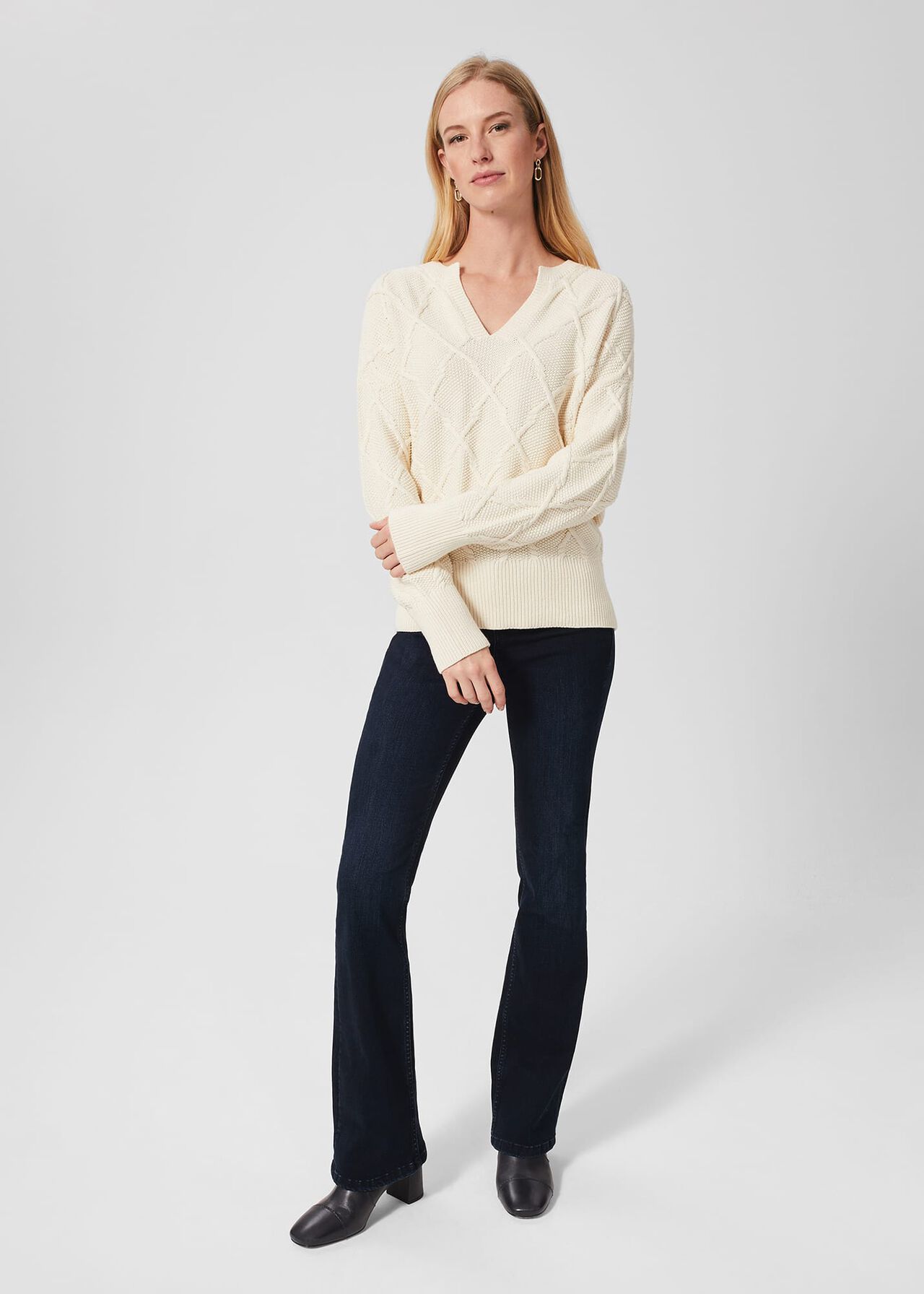 Cianna Cotton Sweater, Ivory, hi-res