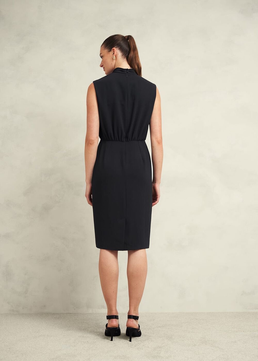 Camille Twist Neck Dress, Black, hi-res