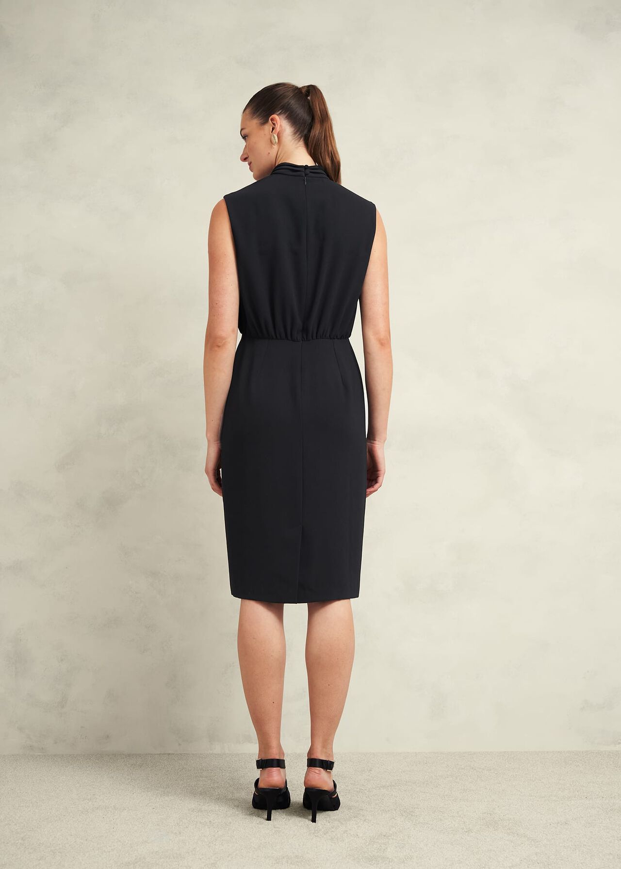 Camille Twist Neck Dress, Black, hi-res