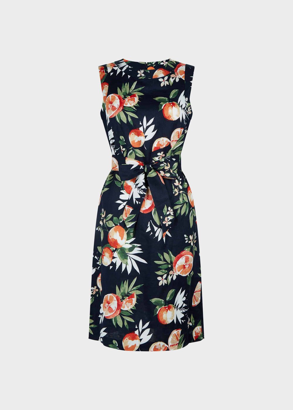 Linen Amalfi Dress, Navy Multi, hi-res