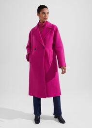 Carine Wool Coat, Bright Pink, hi-res