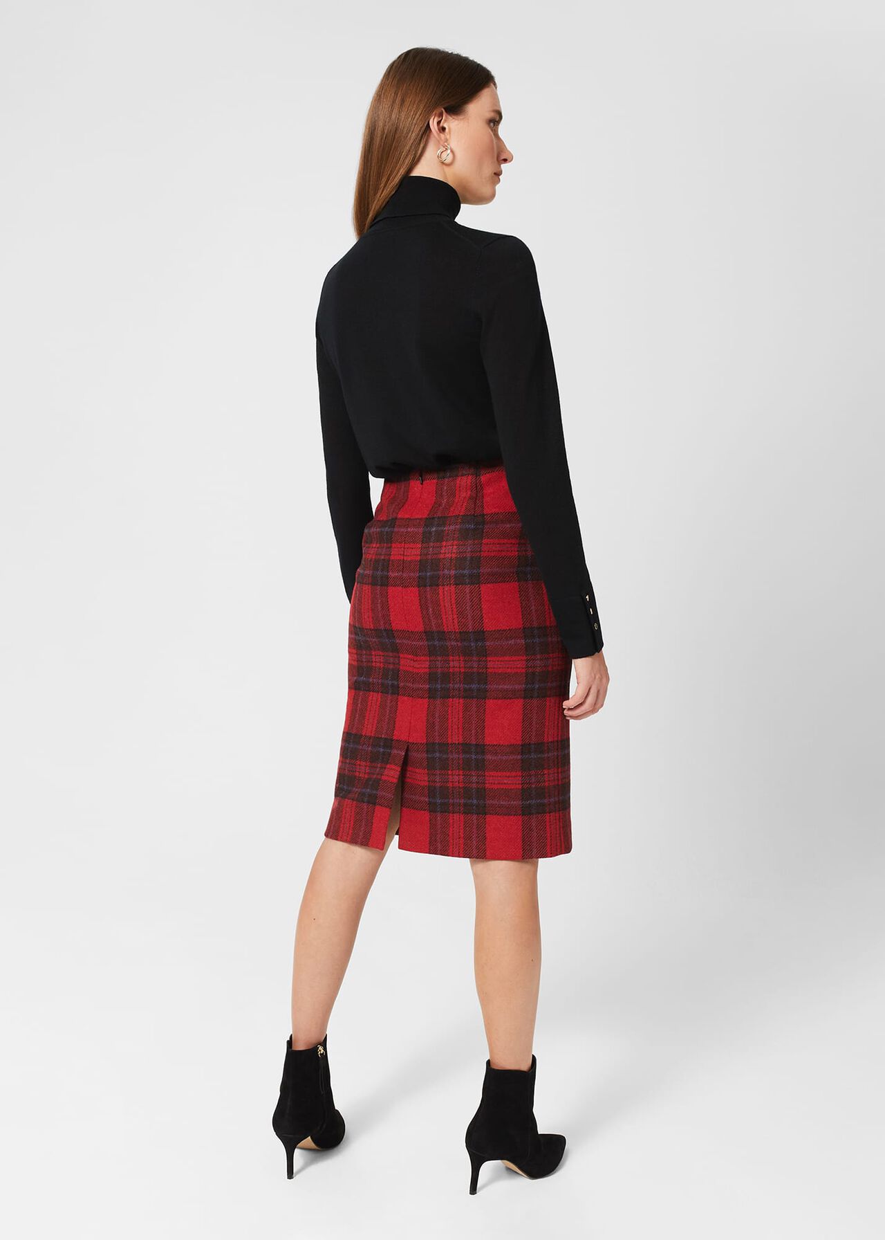 Daphne Wool Skirt, Red Black, hi-res