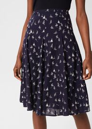 Melina Cotton Skirt, Navy White, hi-res