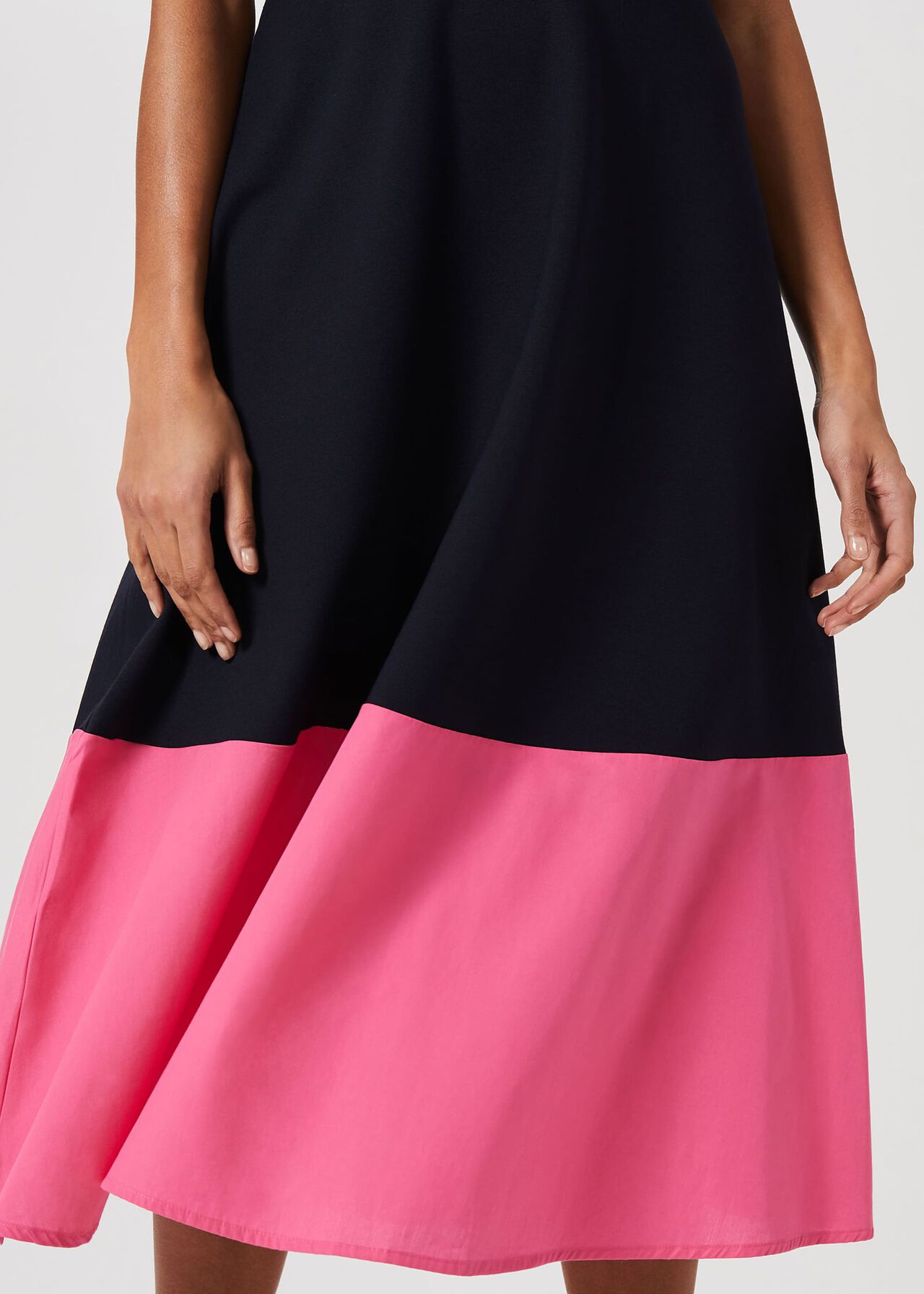 Evangeline Jersey Colourblock Midi Dress, Navy Rouge Pink, hi-res