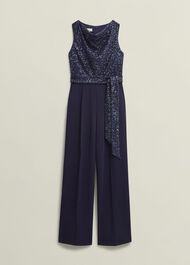 Zuri Sequin Jumpsuit, Midnight Navy, hi-res