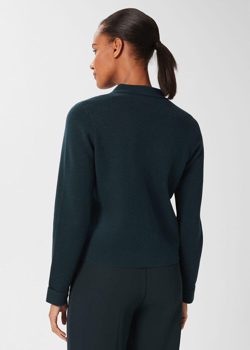 Dawn Cotton Wool Knitted Jacket, Dark Pine, hi-res