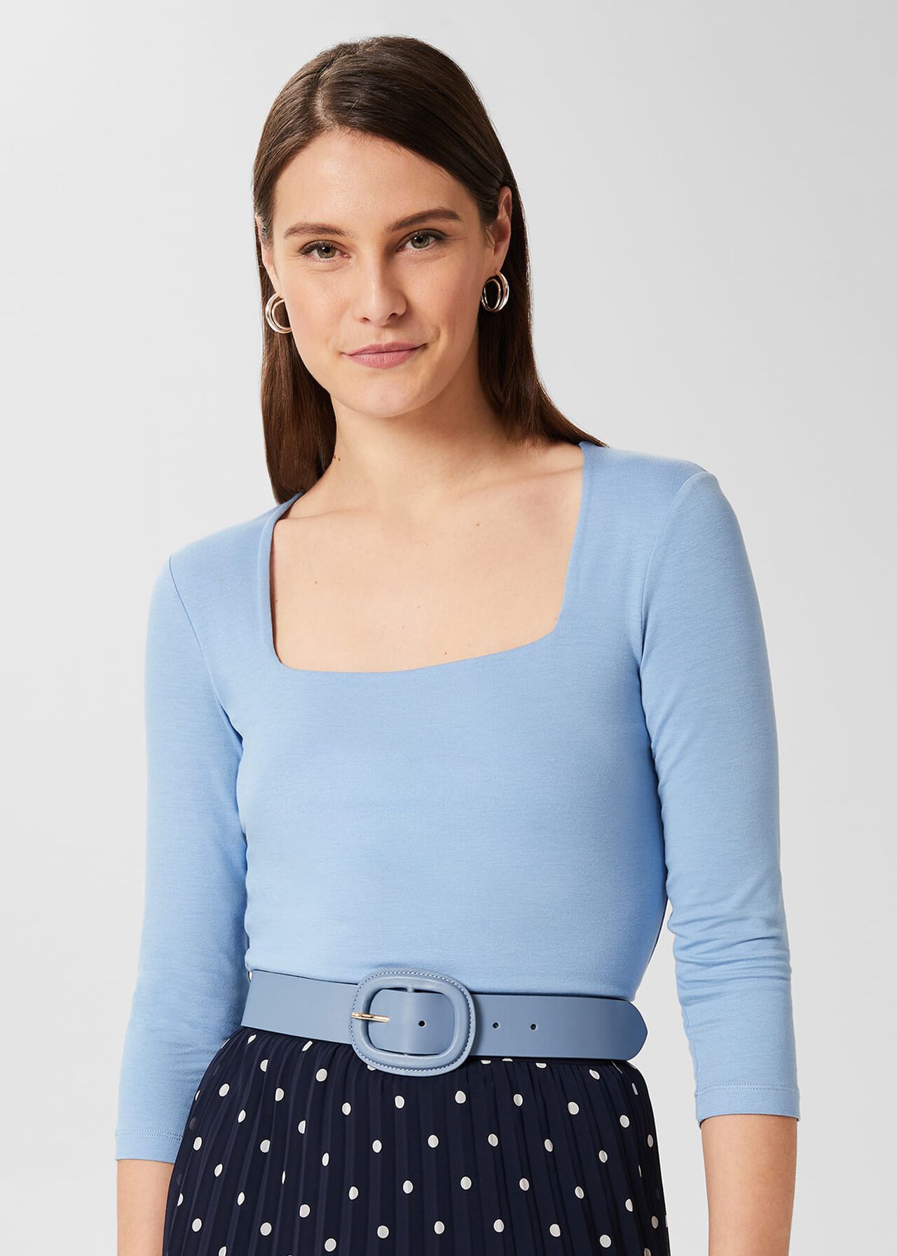 Debbie Double Fronted Top, Serene Blue, hi-res