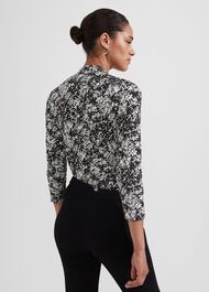 Aimee Printed Top, Black Ivory, hi-res