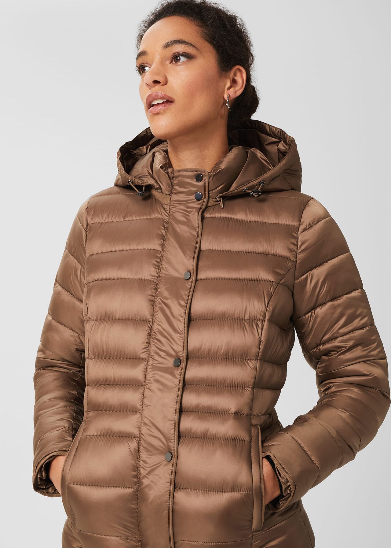 Danika Short Puffer Jacket With Hood, Camel, hi-res