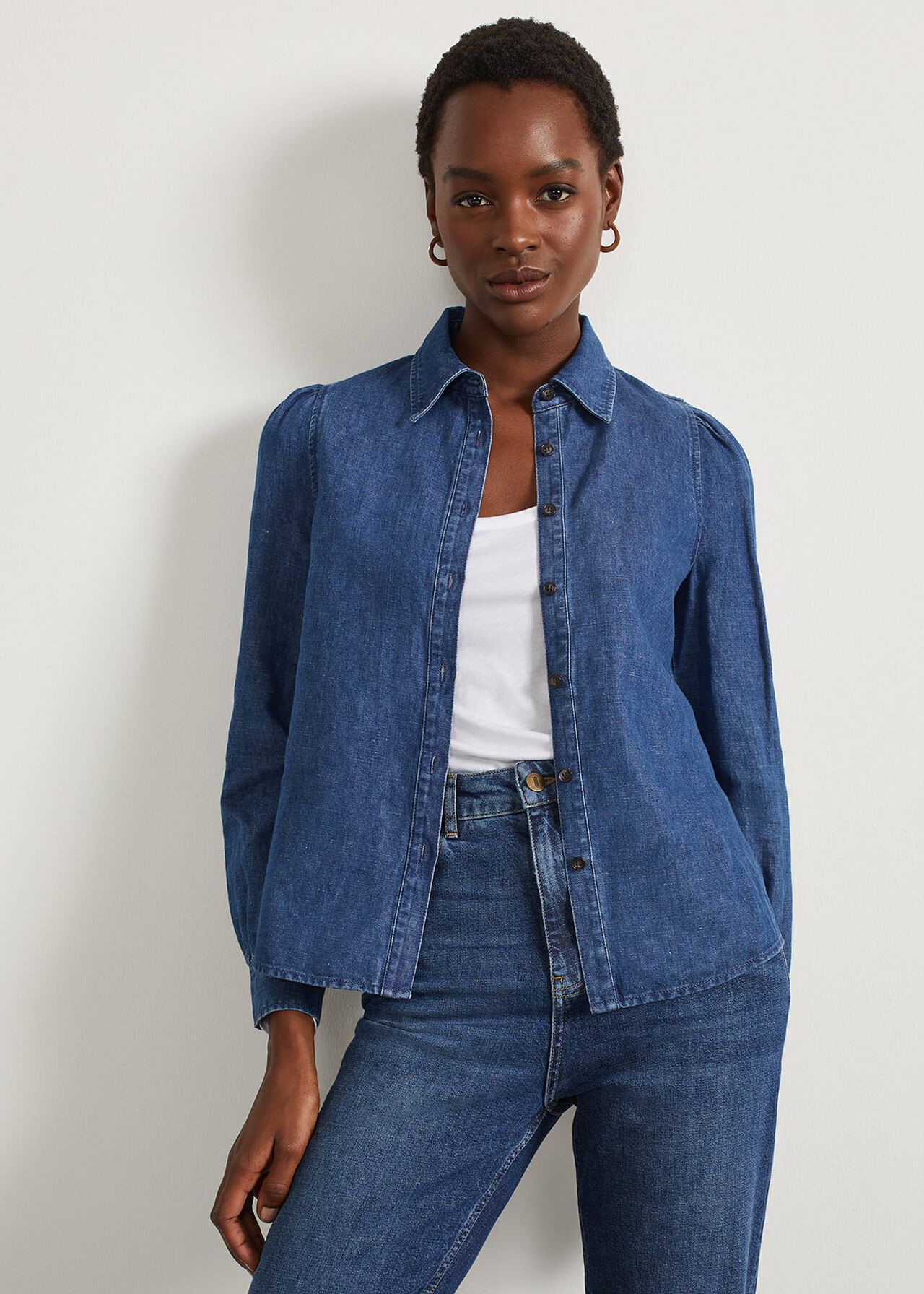 Wetherby Denim Top, Mid Wash, hi-res