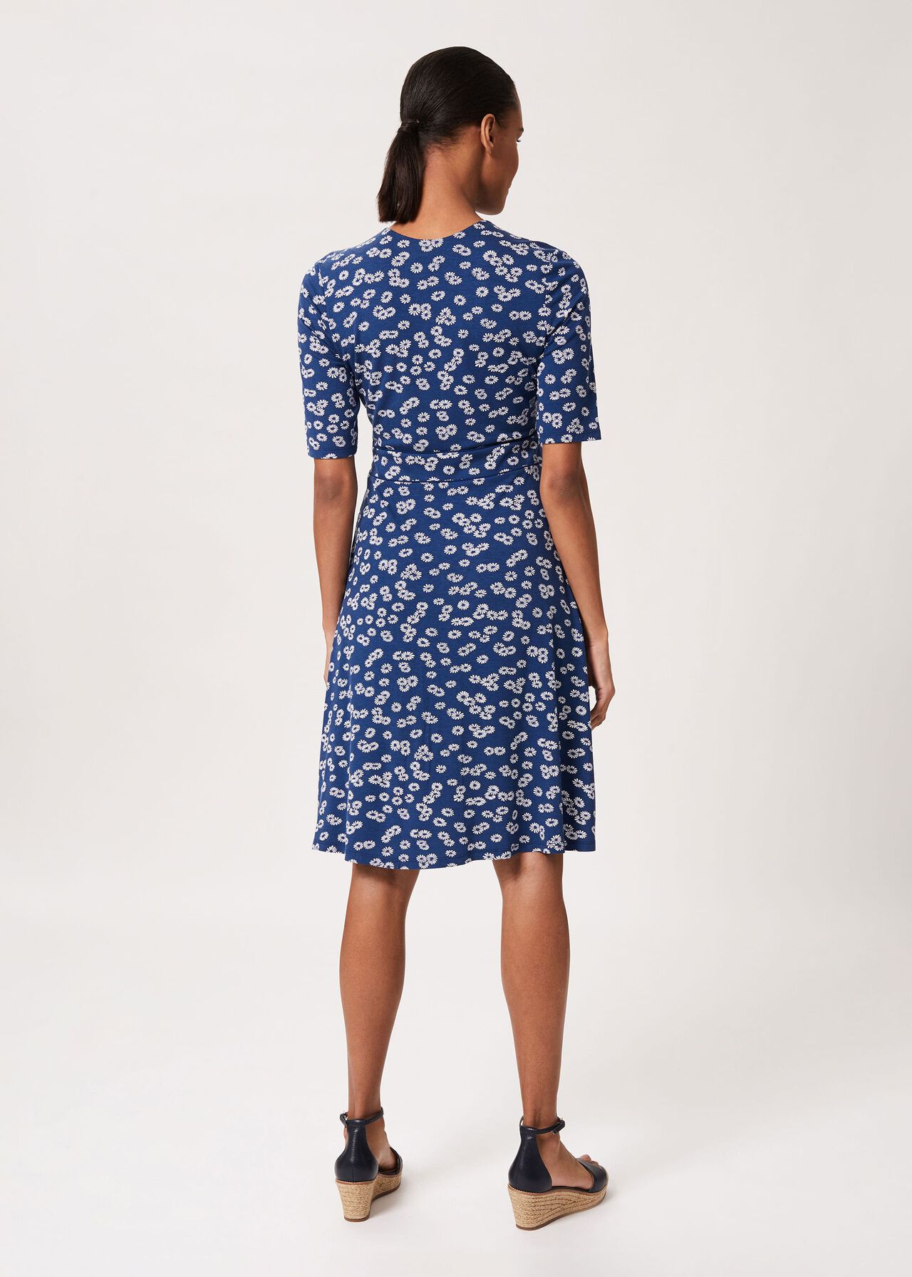 Lina Jersey Floral Dress, French Nvy Whte, hi-res