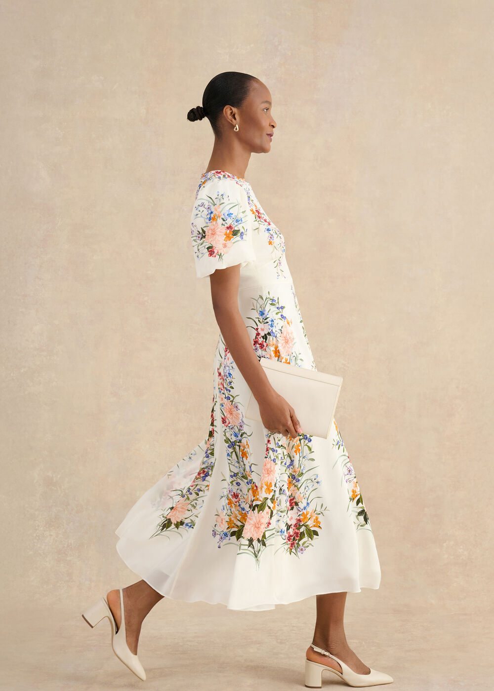 Wisley Silk Dress, Ivory Multi, hi-res