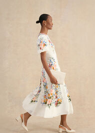 Wisley Silk Dress, Ivory Multi, hi-res