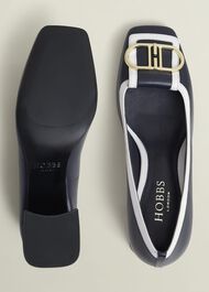 Lexia Leather Court Shoes, Navy Ivory, hi-res