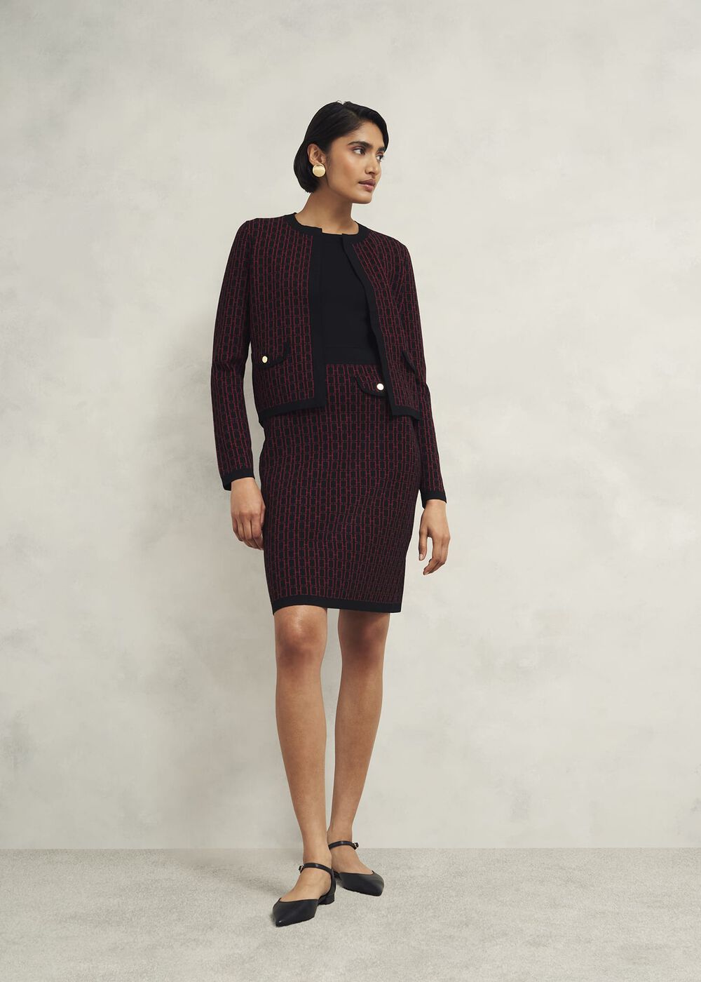 Perrie Knitted Jacket, Black Rhubarb, hi-res