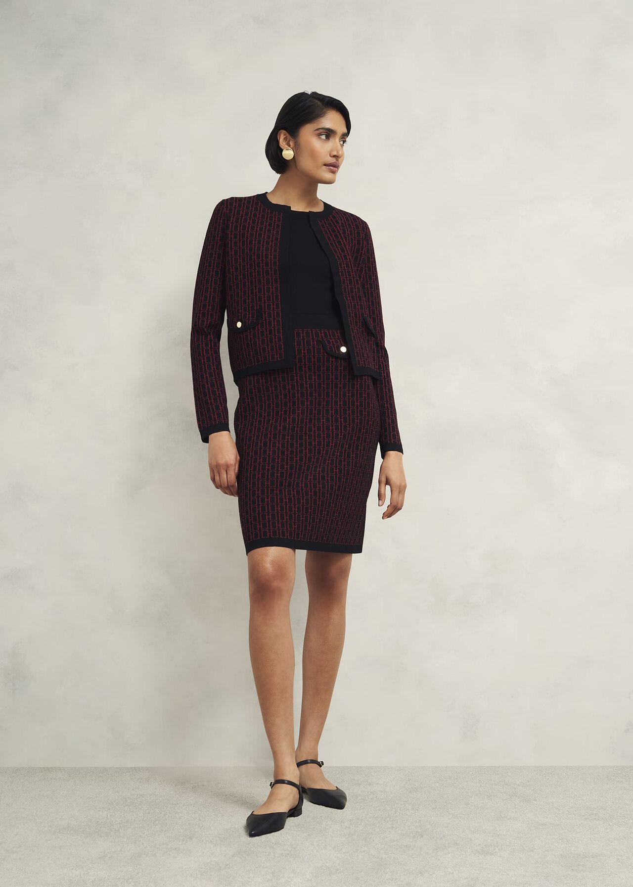 Perrie Knitted Jacket, Black Rhubarb, hi-res