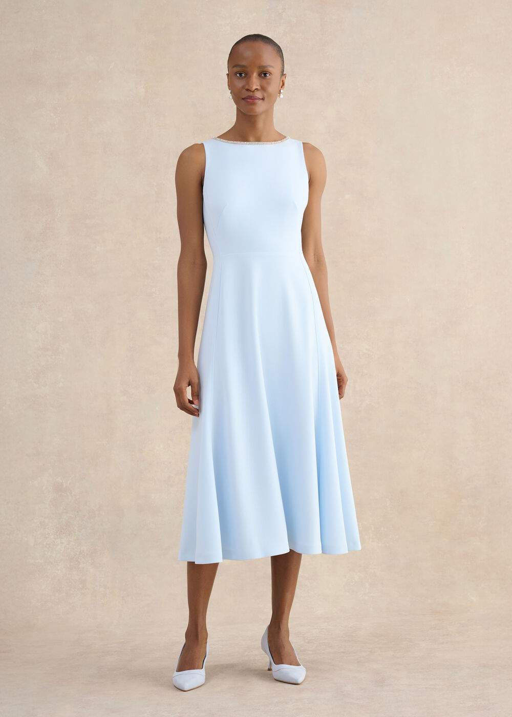 Beatrix Embellished Trimmed Dress, Pale Blue, hi-res