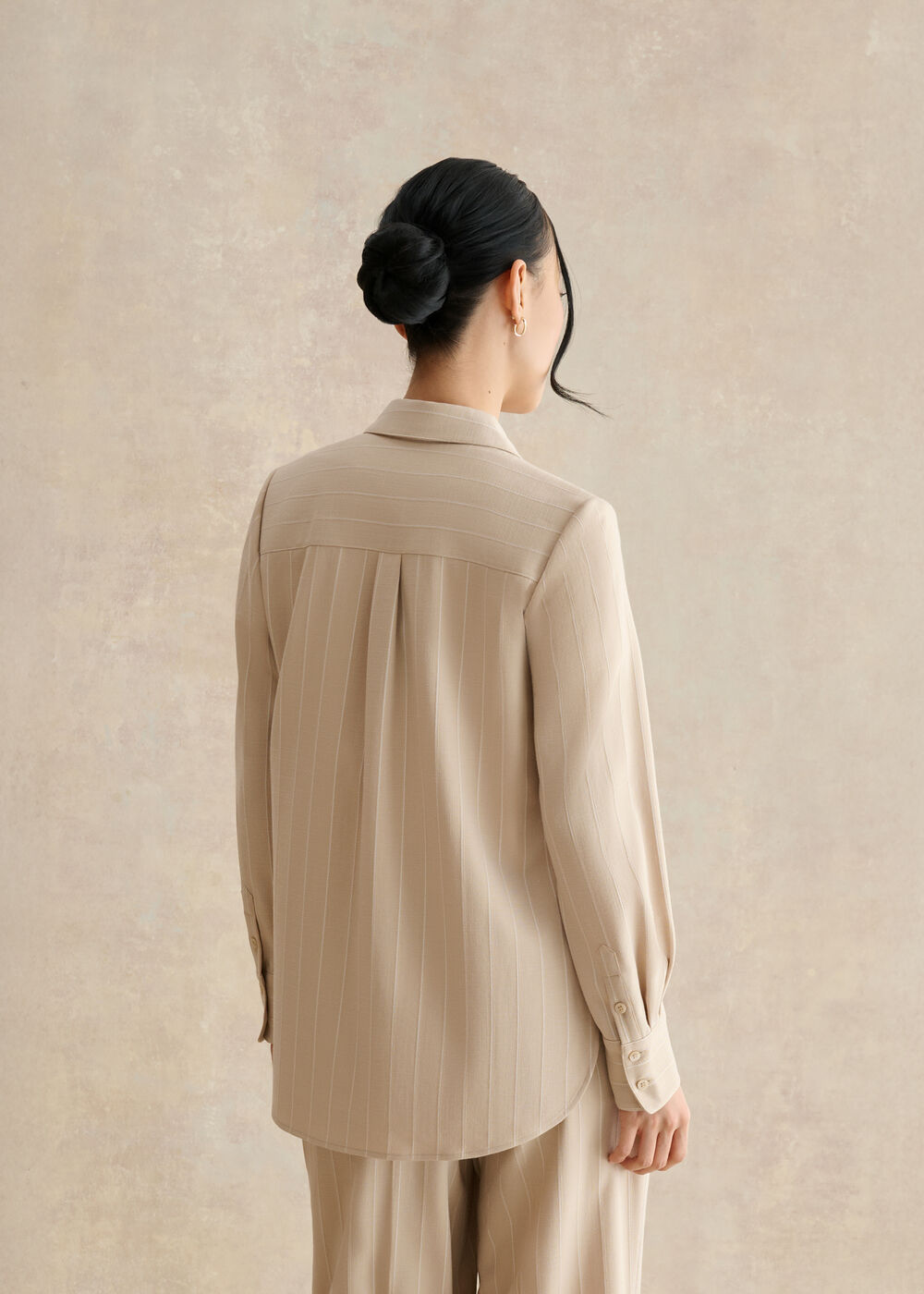 Hadley Linen Pinstripe Shirt, Neutral Ivory, hi-res