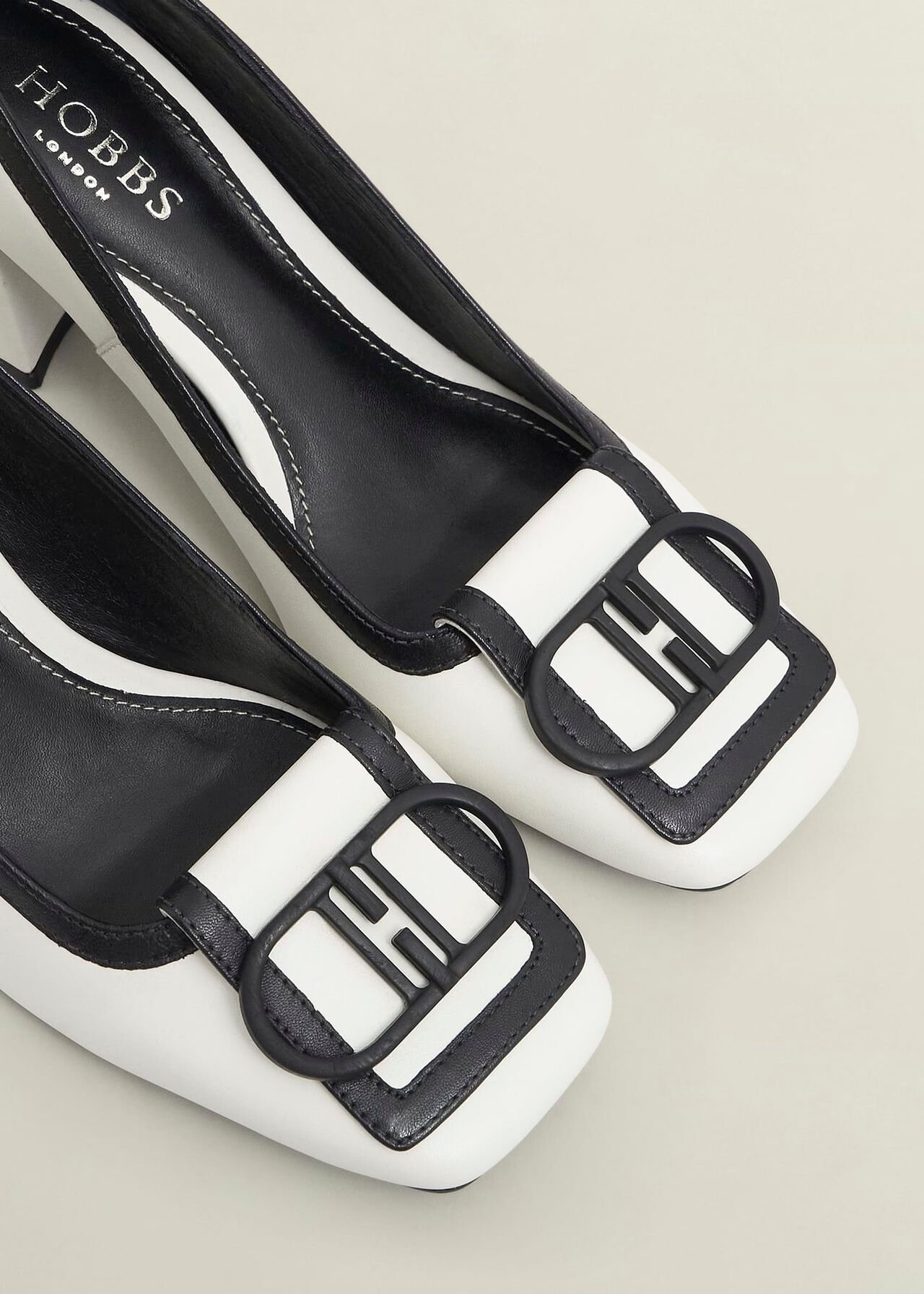 Lexia Leather Court Shoes, Ivory Black, hi-res