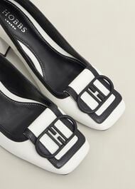Lexia Leather Court Shoes, Ivory Black, hi-res