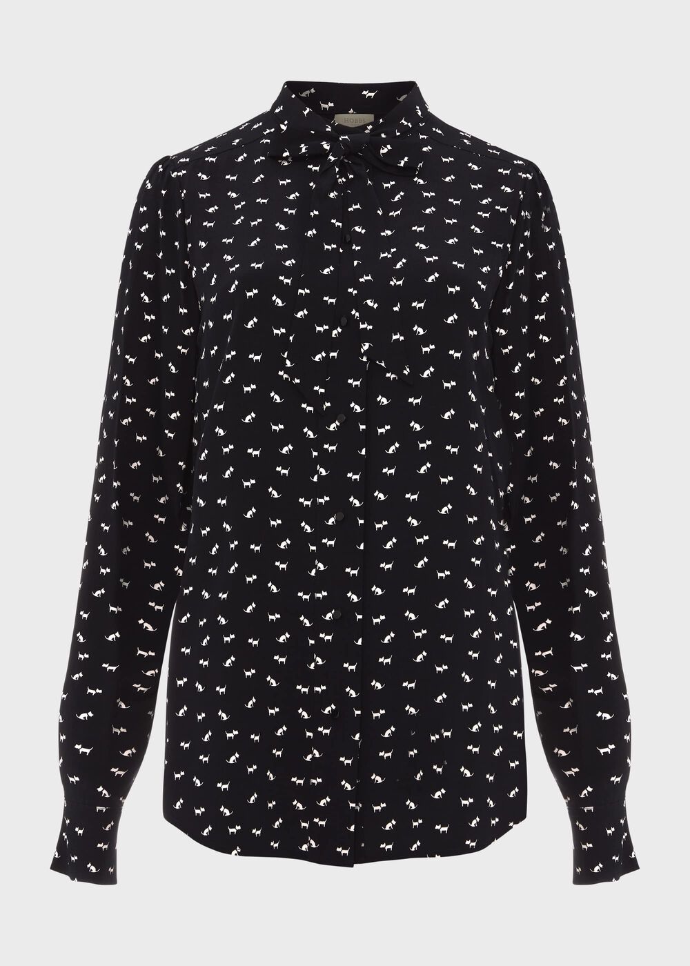 Gwyneth Tie Neck Top, Navy Ivory, hi-res