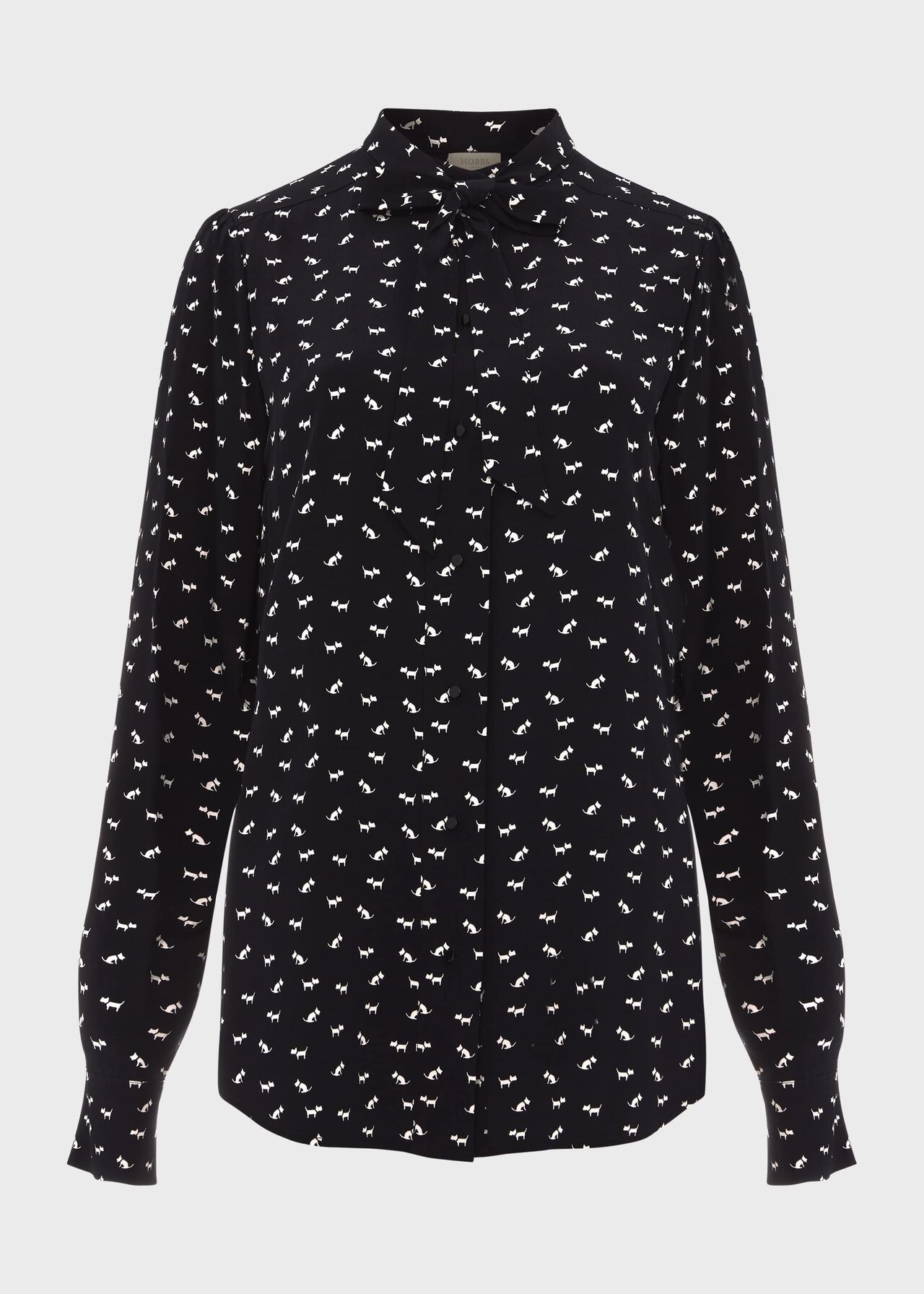 Gwyneth Tie Neck Top, Navy Ivory, hi-res