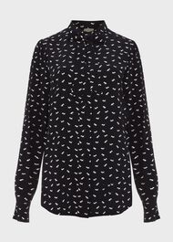 Gwyneth Tie Neck Top, Navy Ivory, hi-res