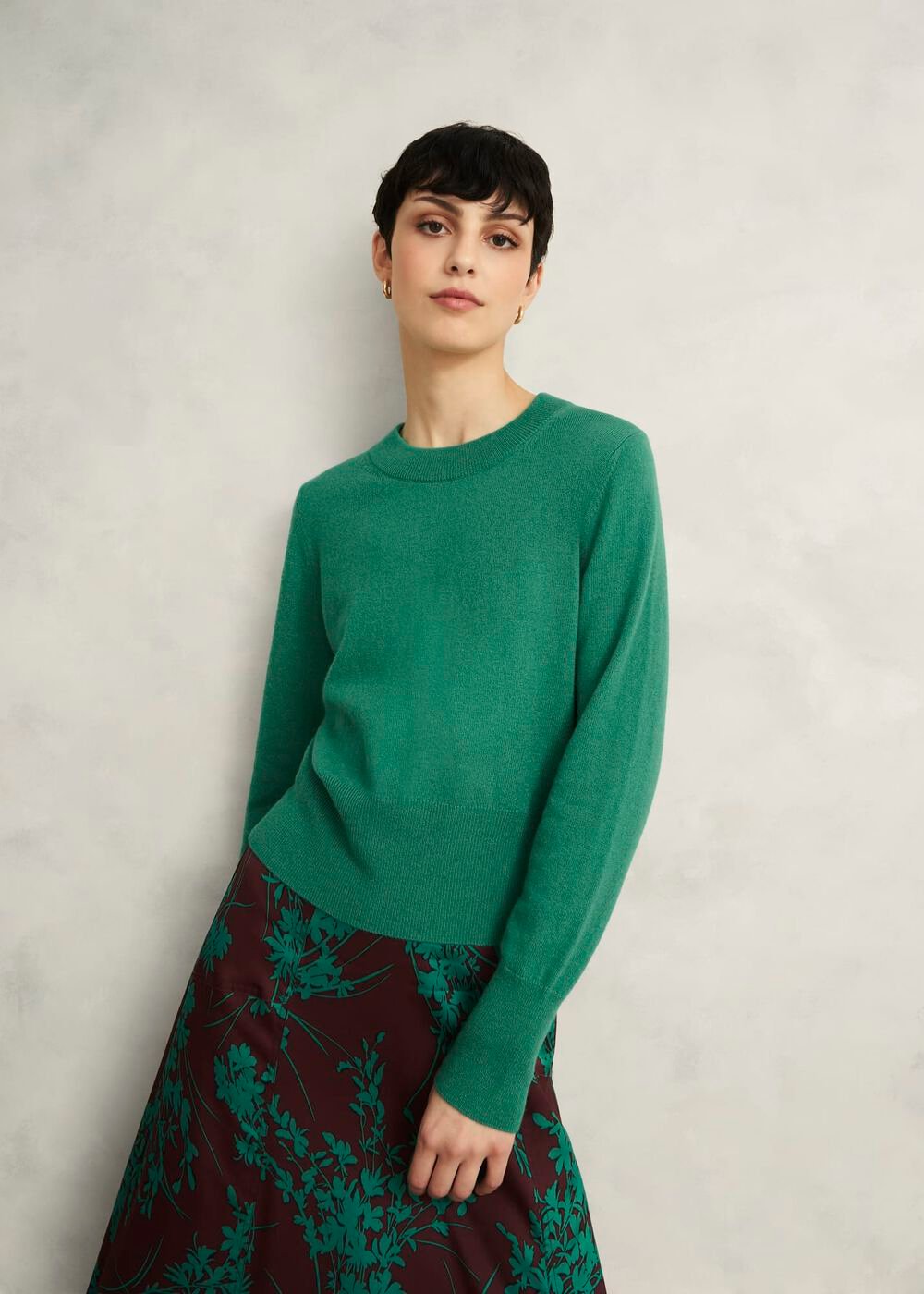 Tresco Wool Cashmere Jumper, Viridian Green, hi-res