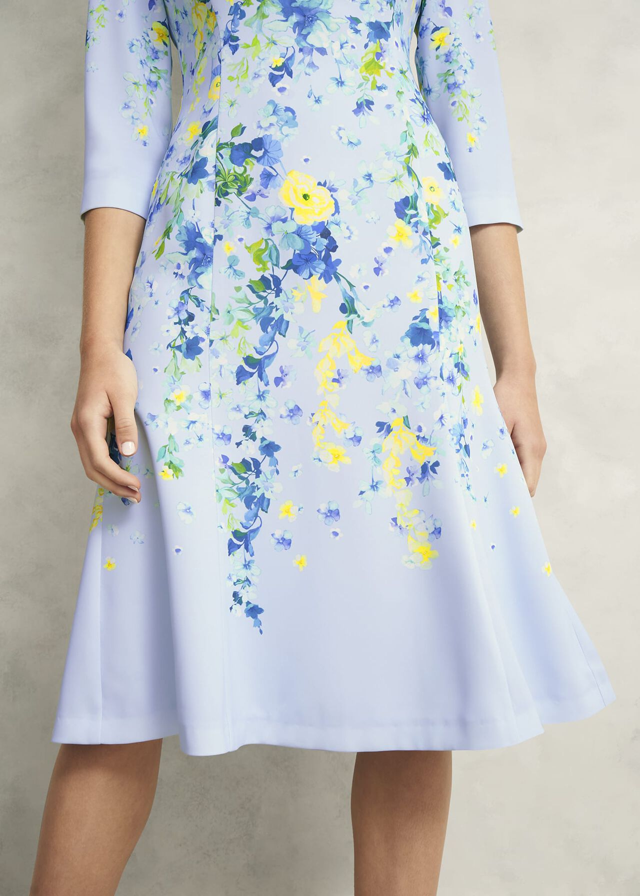 Honour Floral Midi Dress, Pale Blue Multi, hi-res