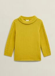 Camilla Cotton Sweater, Gold Chartreuse, hi-res