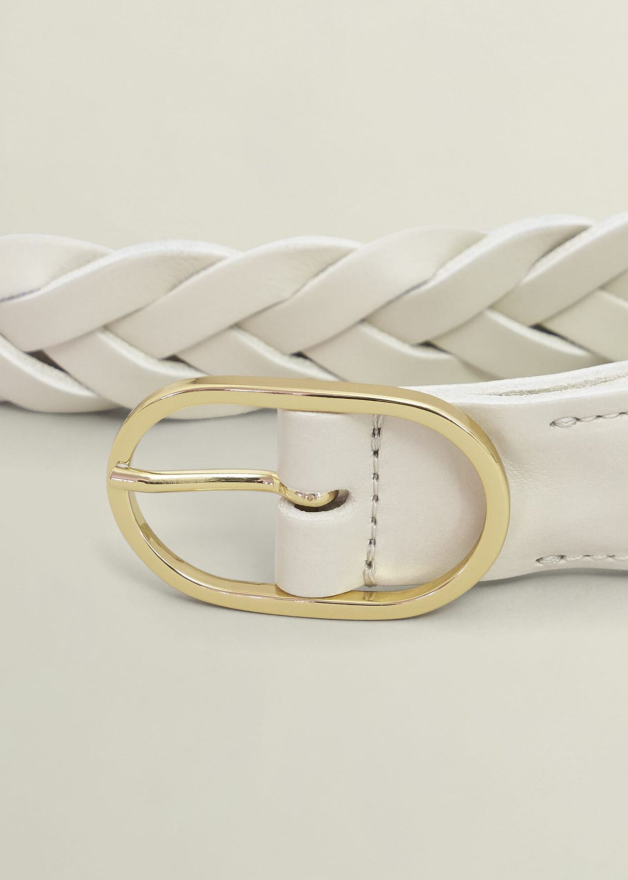 Meera Woven Leather Belt, Chalk Beige, hi-res