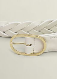 Meera Woven Leather Belt, Chalk Beige, hi-res