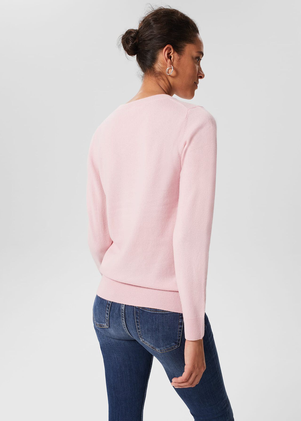 Samira Wool Cashmere Star Jumper, Pink Ivory, hi-res