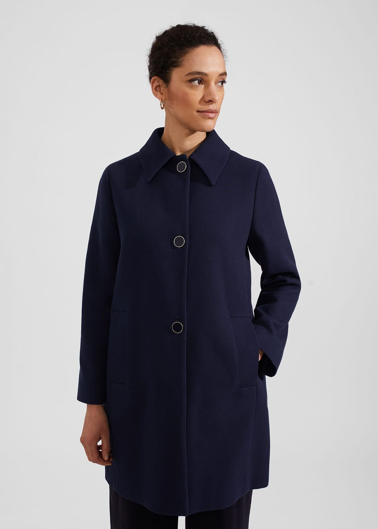 Milena Coat with Cotton, Navy, hi-res