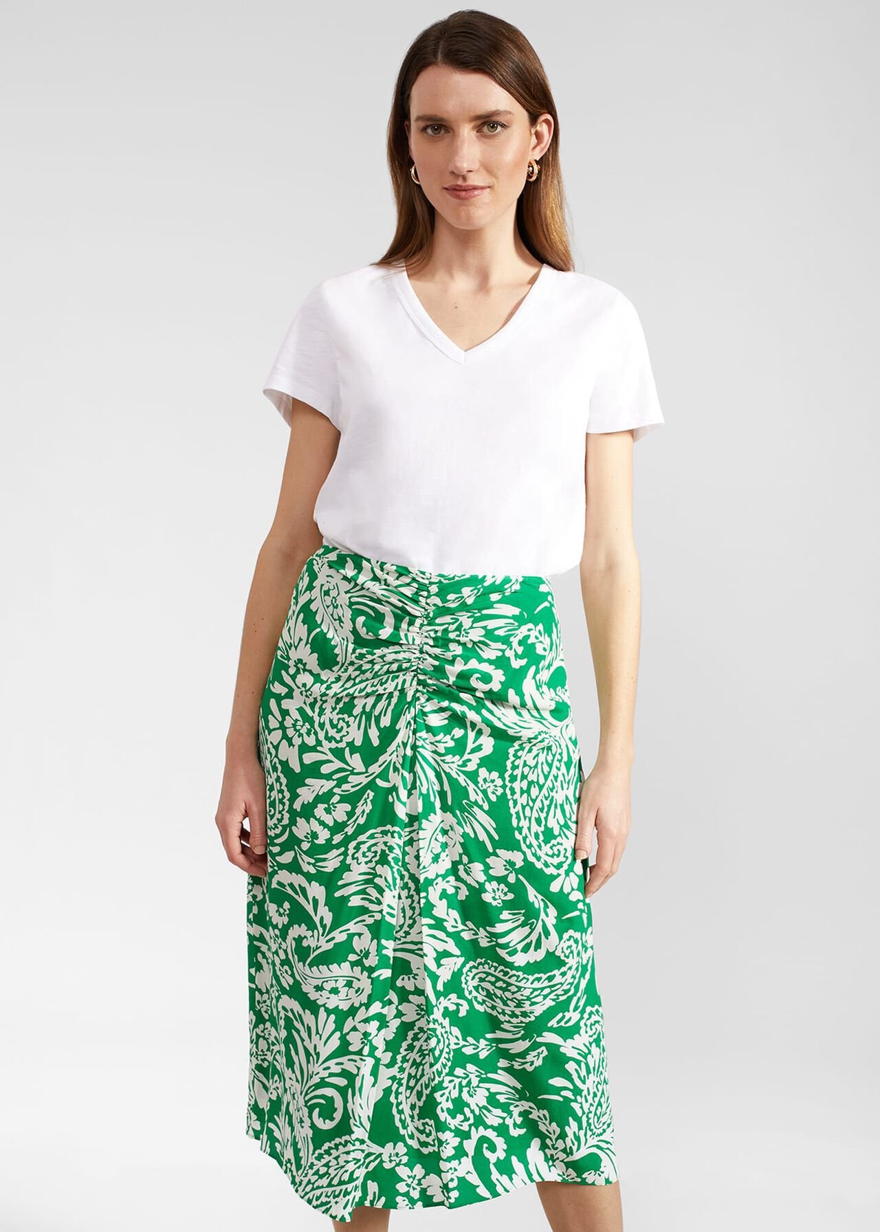 Petite Cassidy Skirt, Green Ivory, hi-res