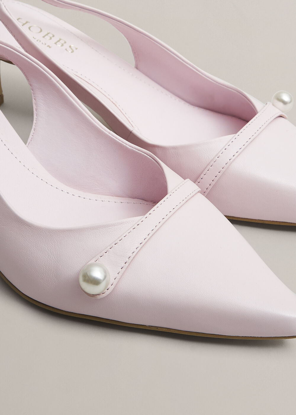 Serena Leather Slingbacks, Pale Pink, hi-res