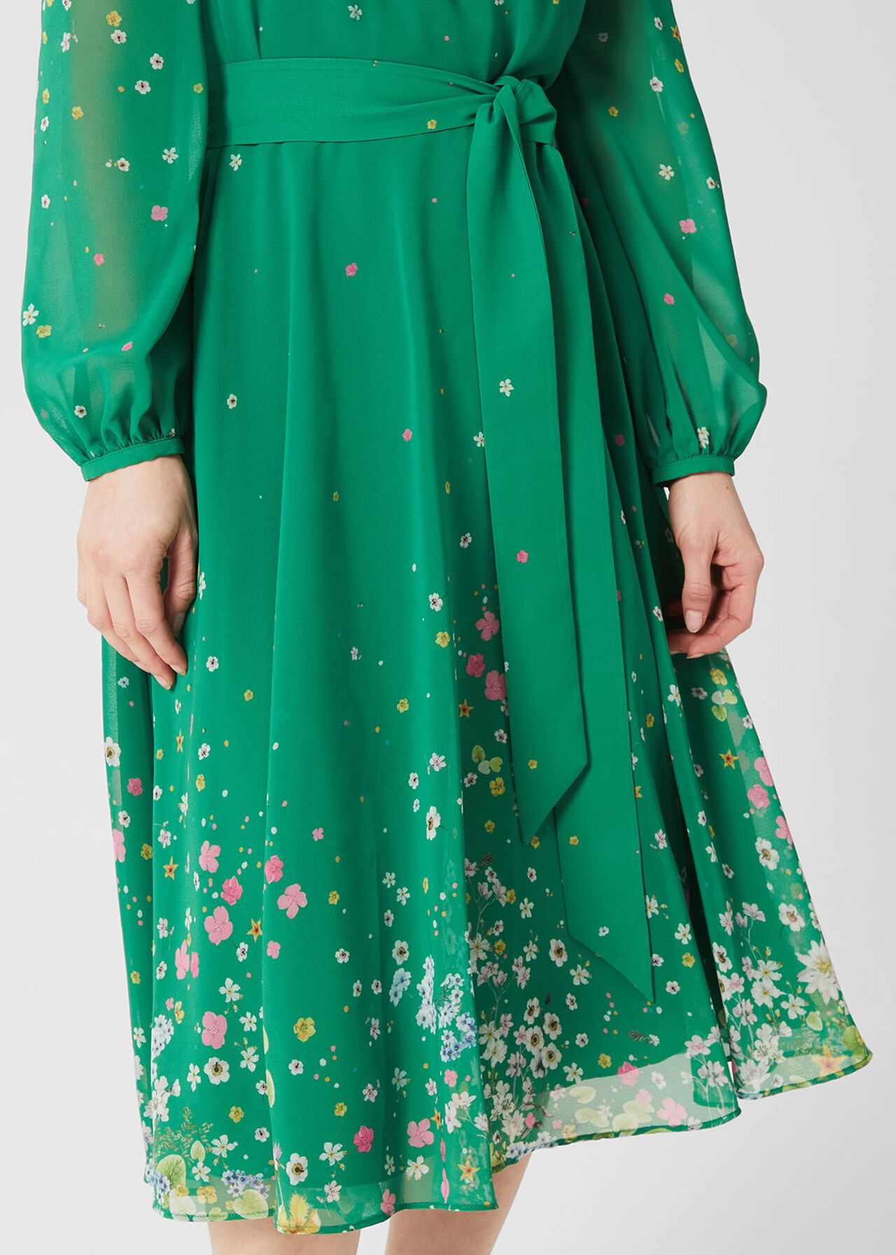 Petite Maria Floral Dress, Green Multi, hi-res