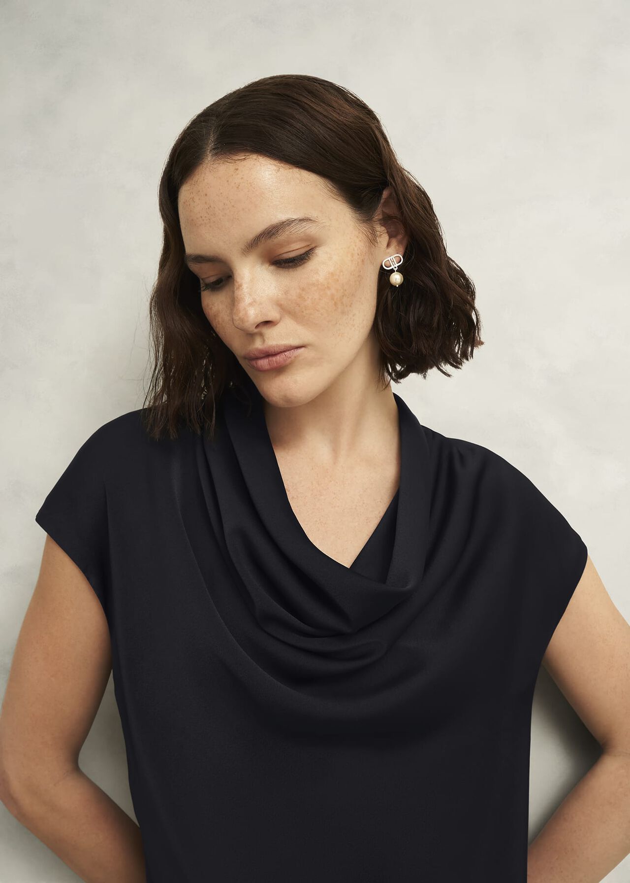 Miranda Cowl Top, Black, hi-res