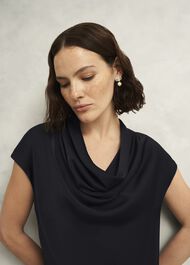 Miranda Cowl Top, Black, hi-res