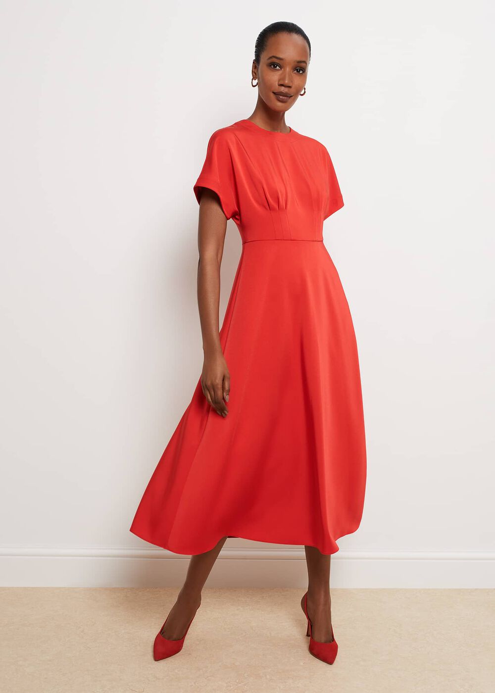 Radclyffe Fit And Flare Dress, True Red, hi-res
