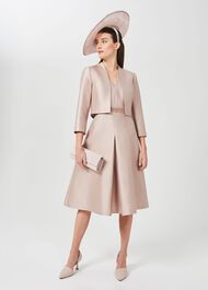 Alberta Silk Wool Beaded Dress, Oyster, hi-res