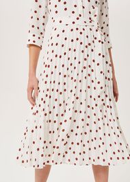 Leona Spot Midi Dress, Ivory Pecan, hi-res