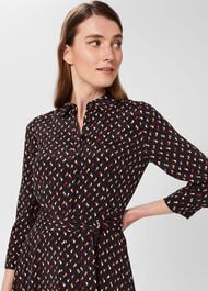 Alex Belted Fit And Flare Dress , Black Multi, hi-res
