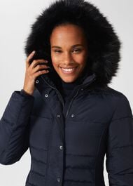 Dita Puffer Jacket With Hood, Navy, hi-res