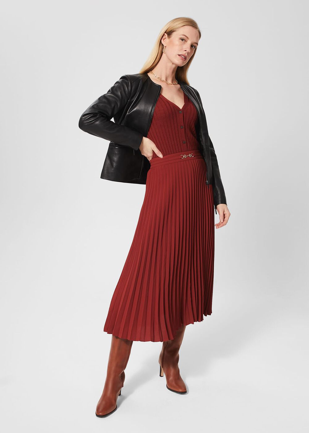 Aria Ribbed Cardigan, Dark Pecan, hi-res