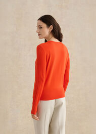 Dianna Pointelle Sleeve Jumper, Tomato Orange, hi-res