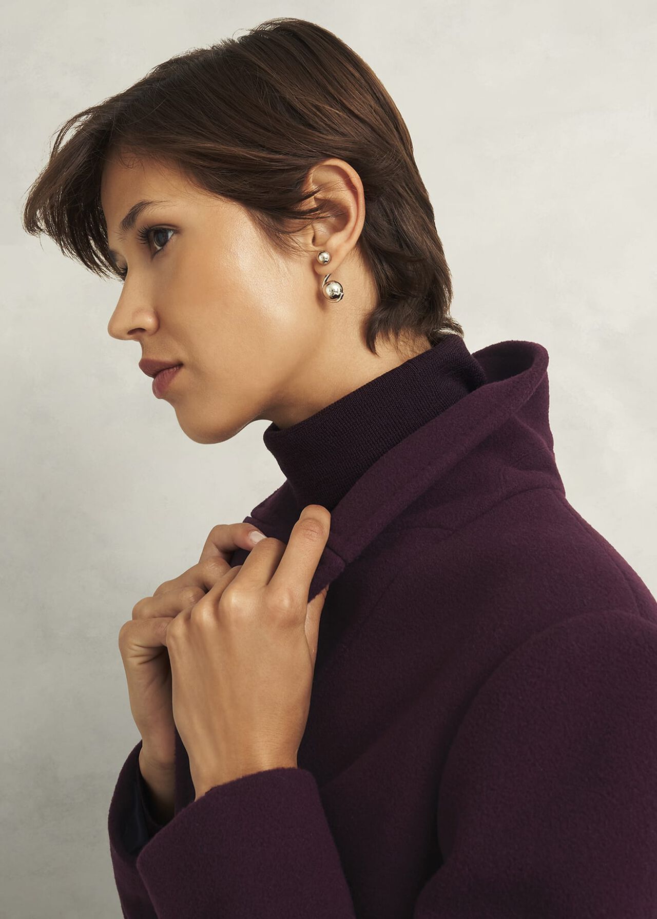 Edwina Wool Blend Coat, Wine, hi-res
